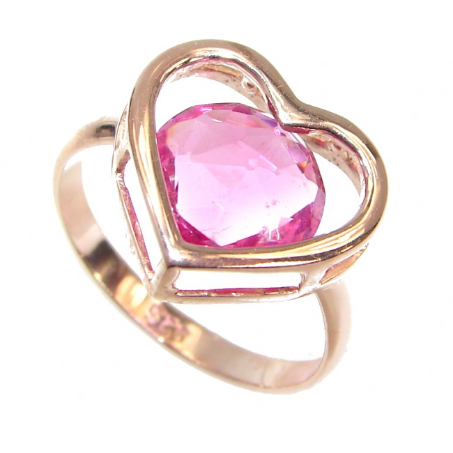 Sweet Heart Pink Topaz 14 K Gold over .925 Silver handcrafted Ring s. 8 1/4