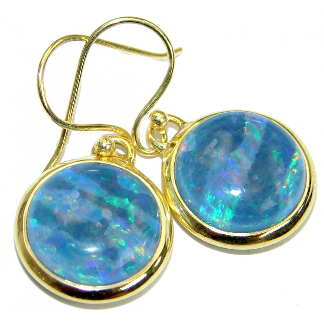 Luxury Japanese Fire Opal 14K gold over .925 Sterling Silver handmade earrings