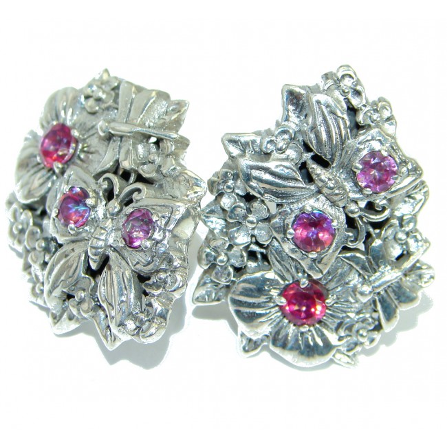 Rich Design Pink Passion Ruby .925 Sterling Silver handcrafted earrings