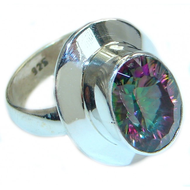 Bold Exotic Magic Topaz .925 Sterling Silver handmade Ring s. 7 1/2