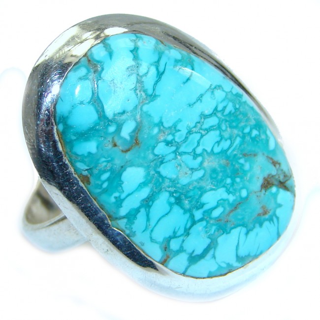 Genuine Turquoise .925 Sterling Silver handmade Ring s. 10 1/2