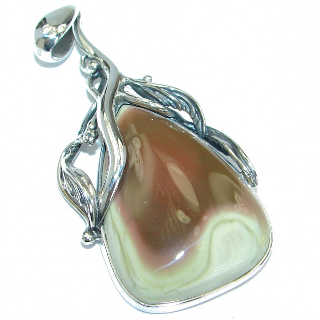 Huge Exclusive Imperial Jasper oxidized .925 Sterling Silver handcrafted Pendant