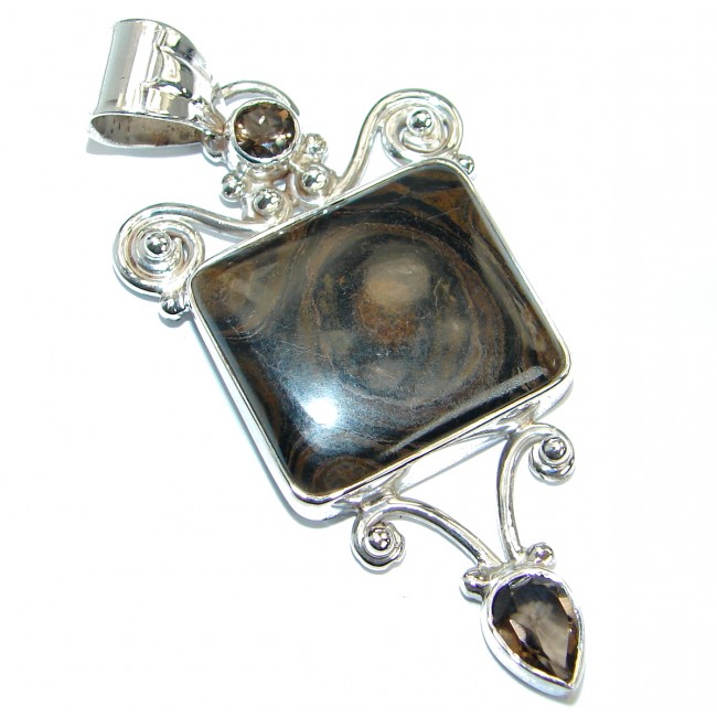 Natural Pietriefied Wood .925 Sterling Silver handmade Pendant