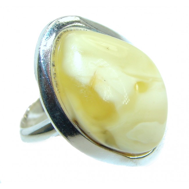 Genuine Butterscotch Baltic Polish Amber .925 Sterling Silver handmade Ring size 8