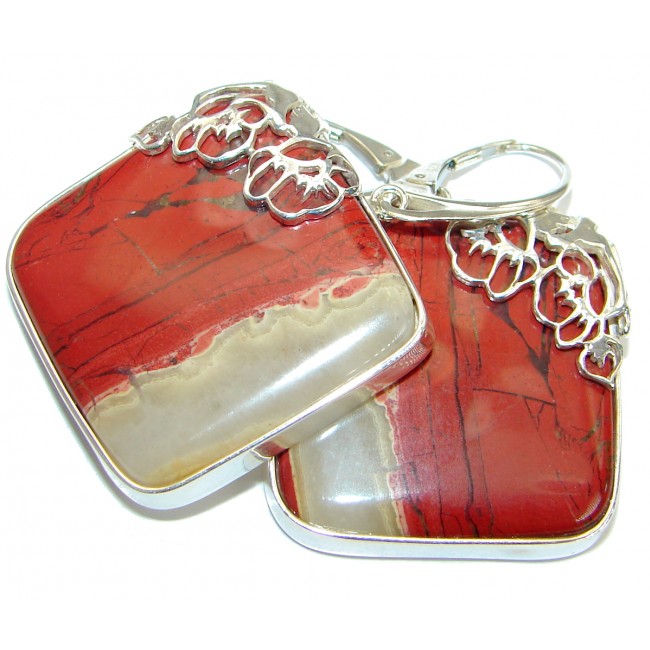 Bohemian Style Red Jasper .925 Sterling Silver handcrafted Earrings