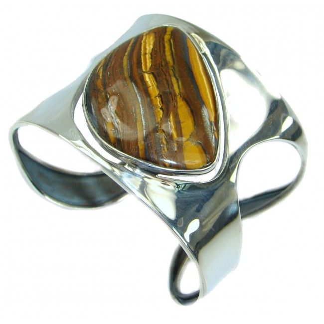 Simply Gorgeous Golden Tigers Eye highly polished .925 Sterling Silver Bracelet / Cuff