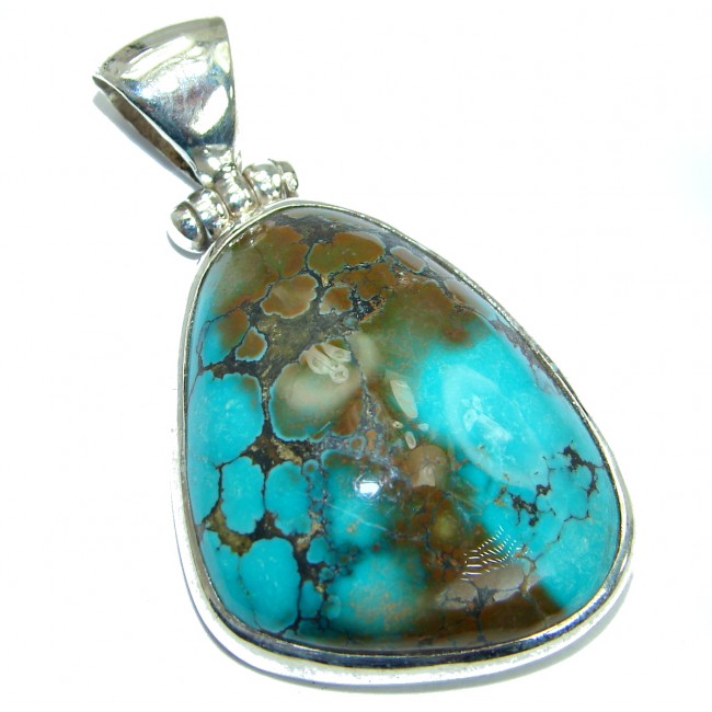 Exquisite Black Spider's web Turquoise .925 Sterling Silver handmade Pendant
