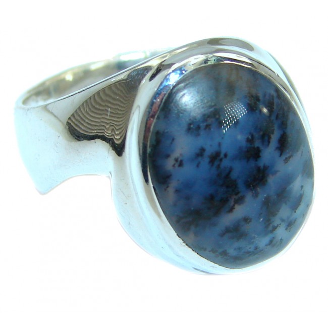 Dendritic Agate .925 Sterling Silver hancrafted Ring s. 8 1/4