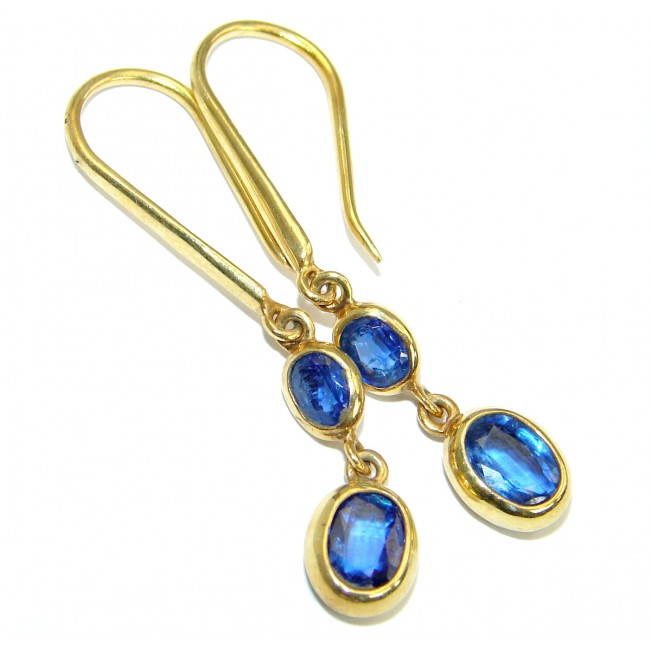 Genuine Sapphire Gold over .925 Sterling Silver handmade earrings