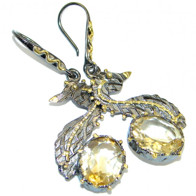 Authentic Citrine 14K gold over .925 Sterling Silver handmade earrings