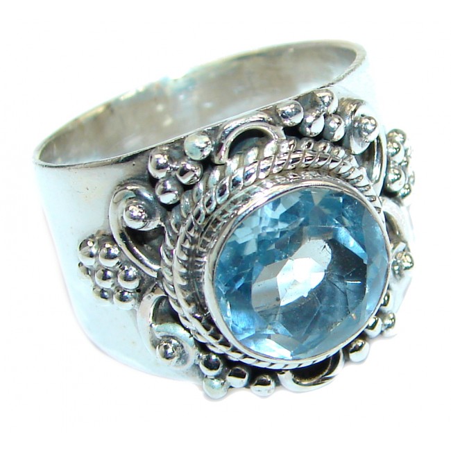 Energazing Swiss Blue Topaz .925 Sterling Silver handmade Ring size 8 1/2