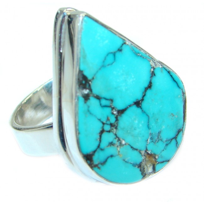 Genuine Turquoise .925 Sterling Silver handmade Ring s. 7