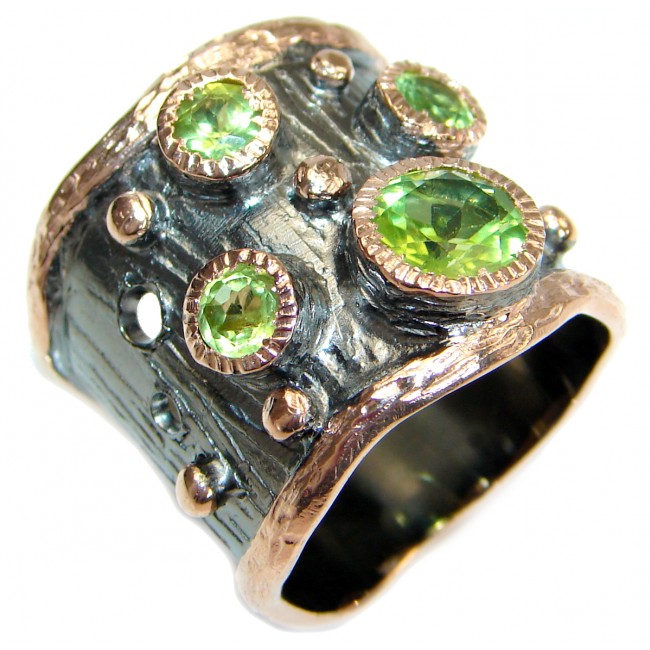 Energazing Peridot Gold Rhodium over .925 Sterling Silver Ring size 7
