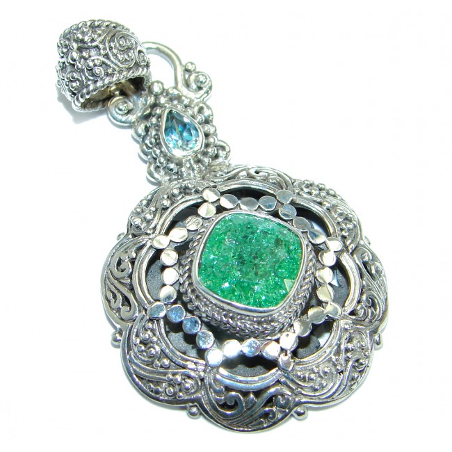 Royal Green Topaz .925 Sterling Silver handmade Pendant