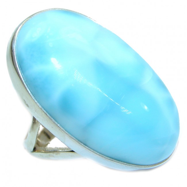 Genuine 105 ct Larimar oxidized .925 Sterling Silver handcrafted Ring s. 7