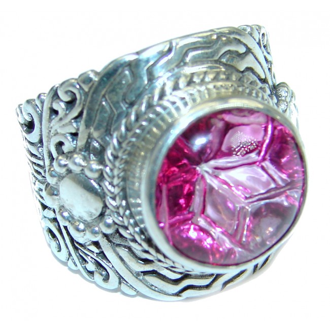 Bali Dream Raspberry Topaz .925 Sterling Silver handmade Ring s. 7