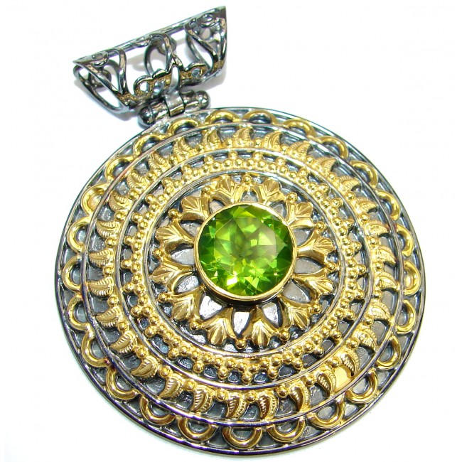 Unique design Peridot Gold over .925 Sterling Silver handcrafted Pendant