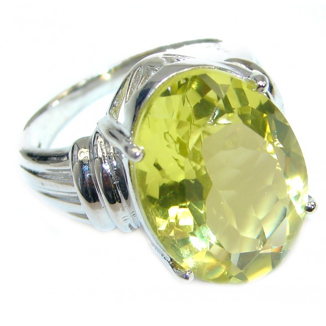 Vintage Style 45 CT Citrine .925 Sterling Silver handmade Cocktail Ring s. 7 3/4