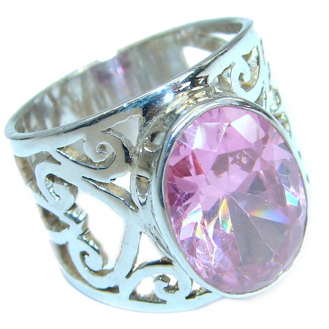 Classy Pink Topaz .925 Silver Ring s. 7 1/2