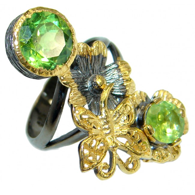 Energazing Peridot Gold over .925 Sterling Silver Ring size 6