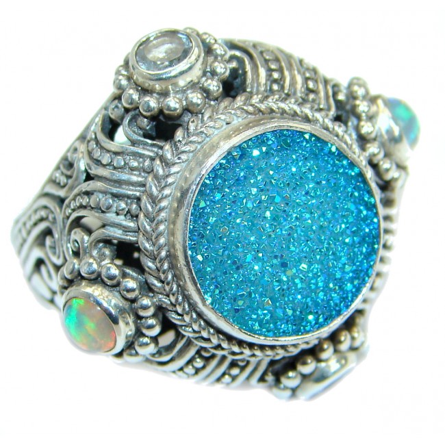 Bali Dream Grnilli TM Druzy Ethiopian Opal .925 Sterling Silver handmade Ring s. 8