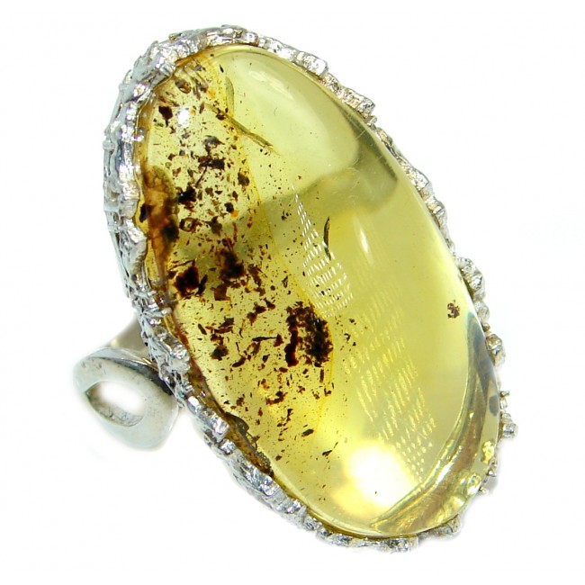 Genuine Butterscotch Baltic Polish Amber .925 Sterling Silver handmade Ring size 7 3/4