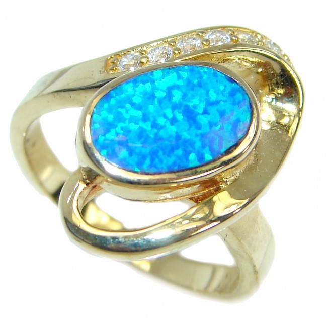 Mesmerizing Japanese Fire Opal Gold over .925 Sterling Silver ring size 7
