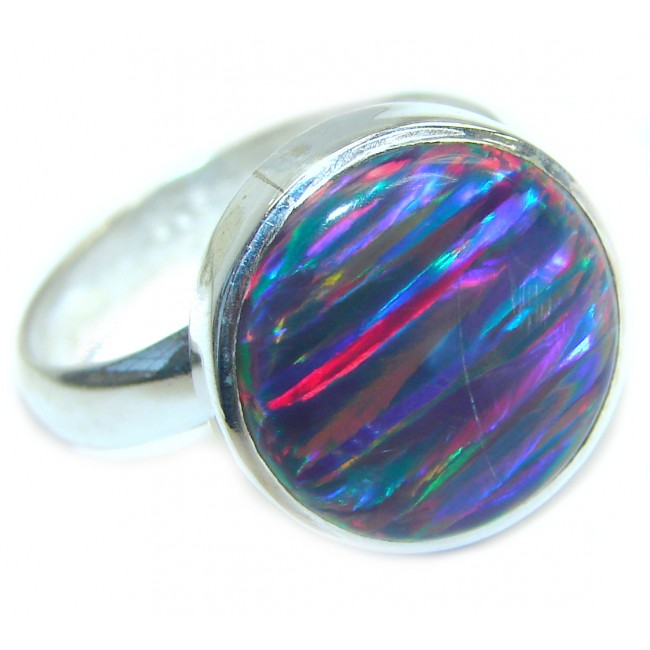 Australian Japanese Opal .925 Sterling Silver handcrafted ring size 7 adjustable