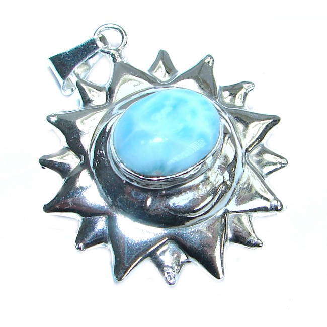 Day and Night great Larimar .925 Sterling Silver handmade pendant