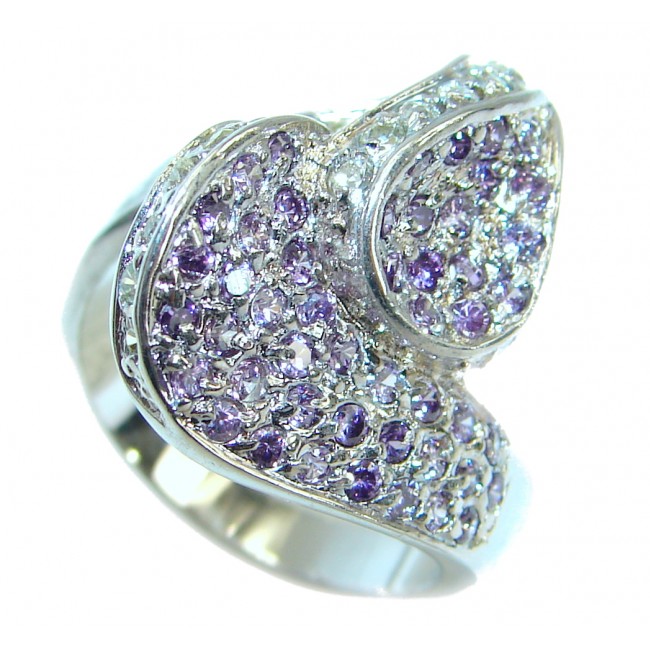 Magic genuine Amethyst .925 Sterling Silver handmade Cocktail Ring s. 6