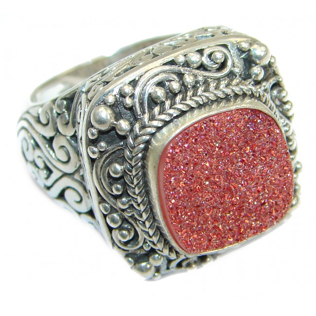 Sahara's Sand Druzy Agate .925 Silver handcrafted Ring s. 8
