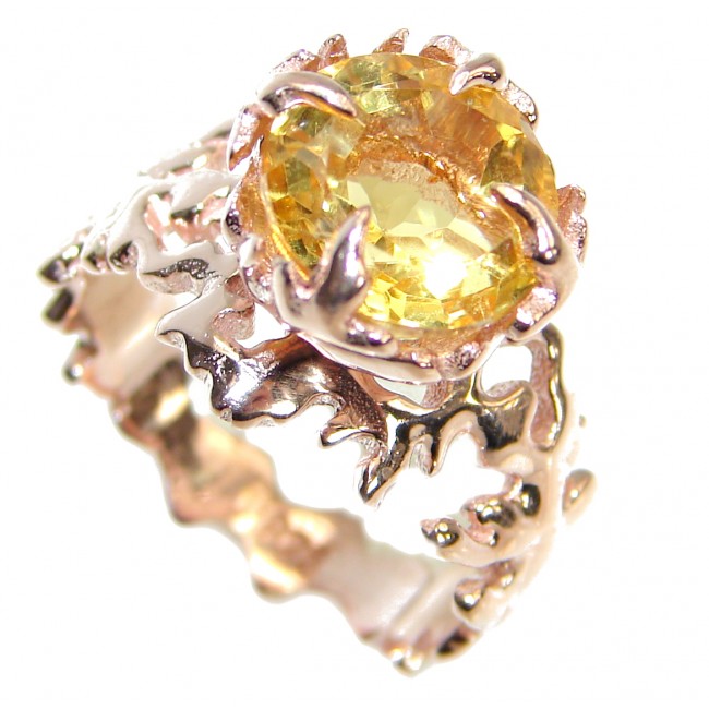 Ocean inspired Natural 16.5 ct. Citrine Gold over .925 Sterling Silver Ring s. 7