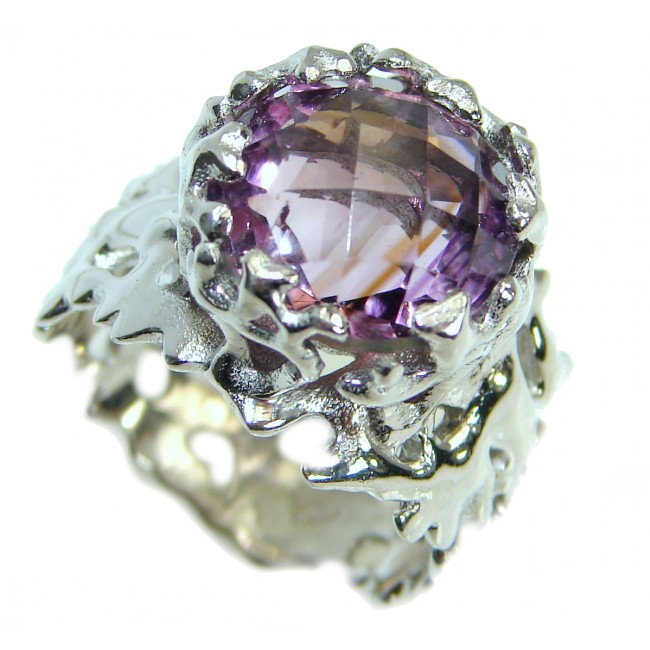 Ocean inspired Natural 21 ct. Amethyst .925 Sterling Silver Ring s. 7 1/2