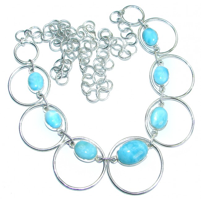 Blue Dream natural Larimar .925 Sterling Silver handmade necklace