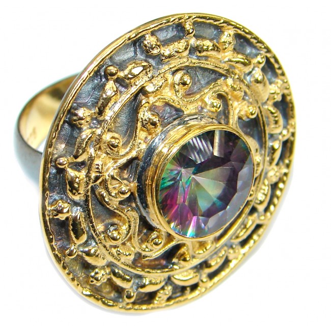 Byzantine Style Magic genuine Topaz .925 Sterling Silver handmadel Ring s. 6 adjustable