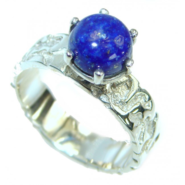 Ocean Inspired Lapis Lazuli .925 Sterling Silver handmade Cocktail Ring s. 8 1/4
