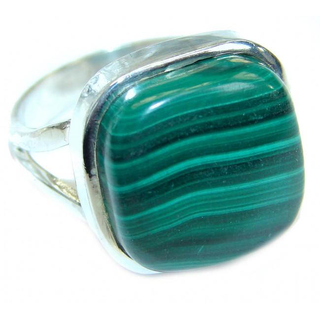 Natural Malachite .925 Sterling Silver handcrafted ring size 8