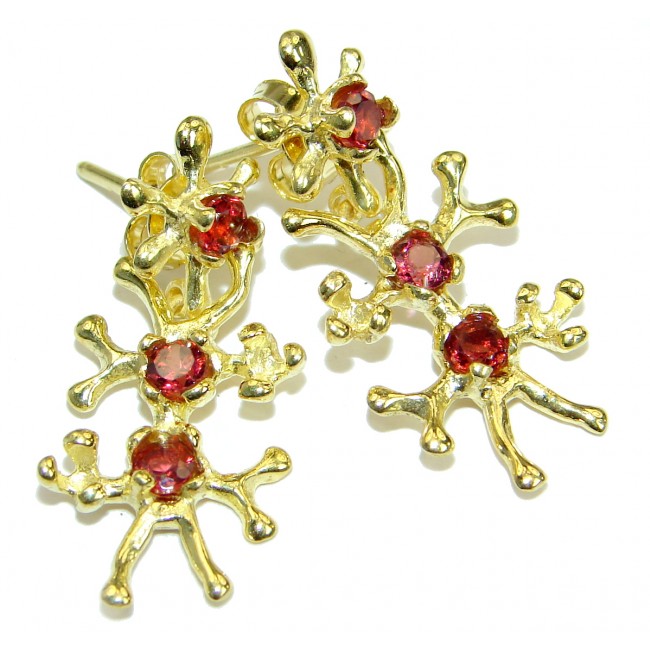 Simple Beauty Garnet 14K Gold over .925 Sterling Silver handcrafted earrings