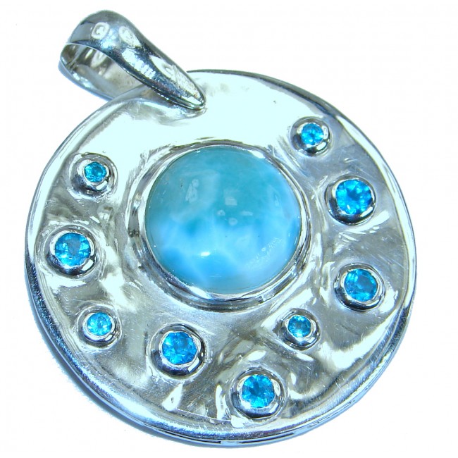 Blue Moon Genuine Larimar .925 Sterling Silver handmade pendant
