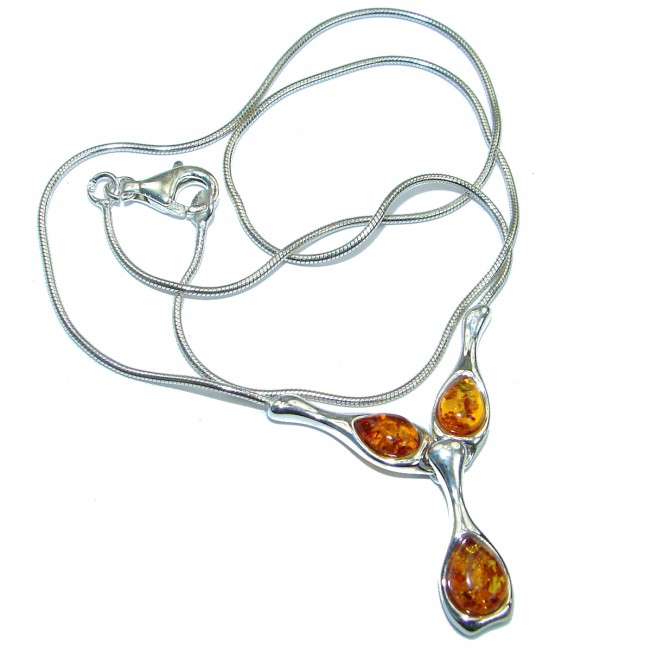 Natural Beauty Multicolor Baltic Amber Gold over .925 Sterling Silver handmade necklace
