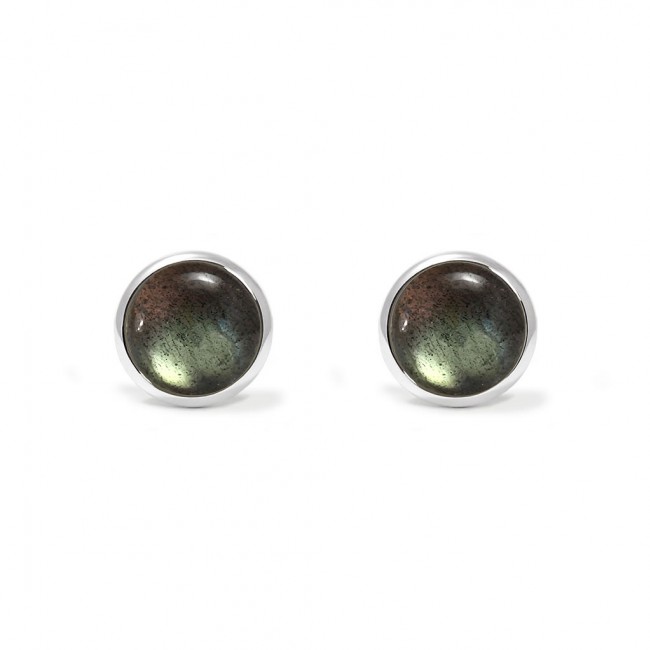 Charming studs earrings in sterling silver with a labradorite