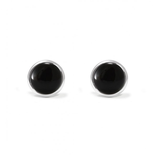 Charming studs earrings in sterling silver with a black onyx