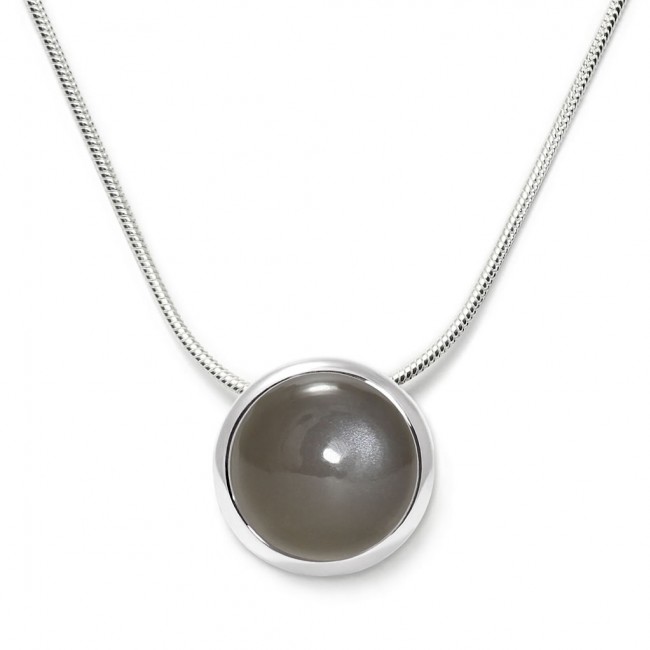 Charming necklace in sterling silver with a gray moonstone
