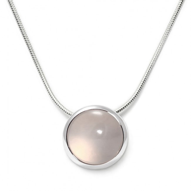 Charming necklace in sterling silver with a rose quartz