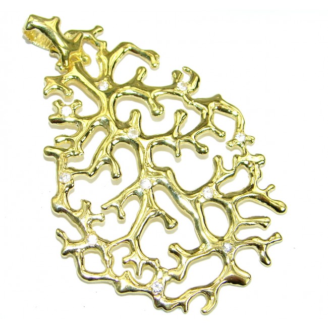 Unique design White Topaz 14K Gold over .925 Sterling Silver Pendant