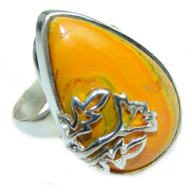 Vivid Beauty Bumble Bee Jasper .925 Sterling Silver ring s. 7 1/2
