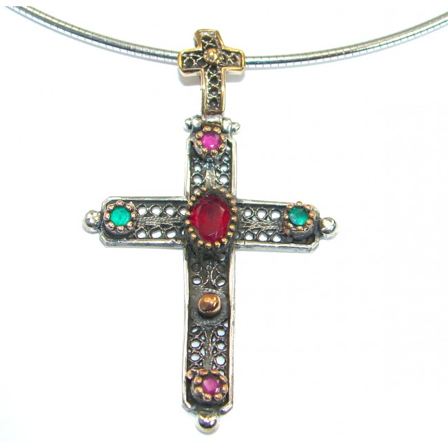 Cross created Ruby .925 Sterling Silver handmade Necklace