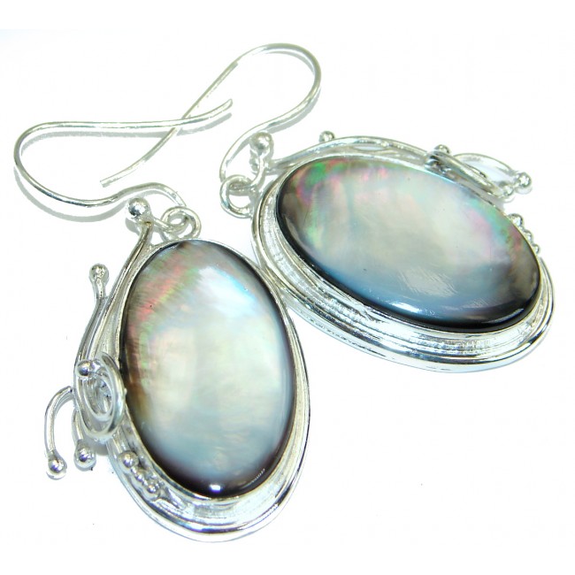 Huge Blister Pearl Peridot .925 Sterling Silver handmade earrings