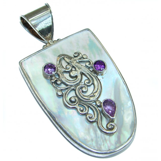 Oriental Design Blister Pearl .925 Sterling Silver handcrafted pendant