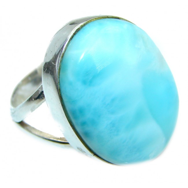Natural 45 ct Larimar .925 Sterling Silver handcrafted Ring s. 6 3/4